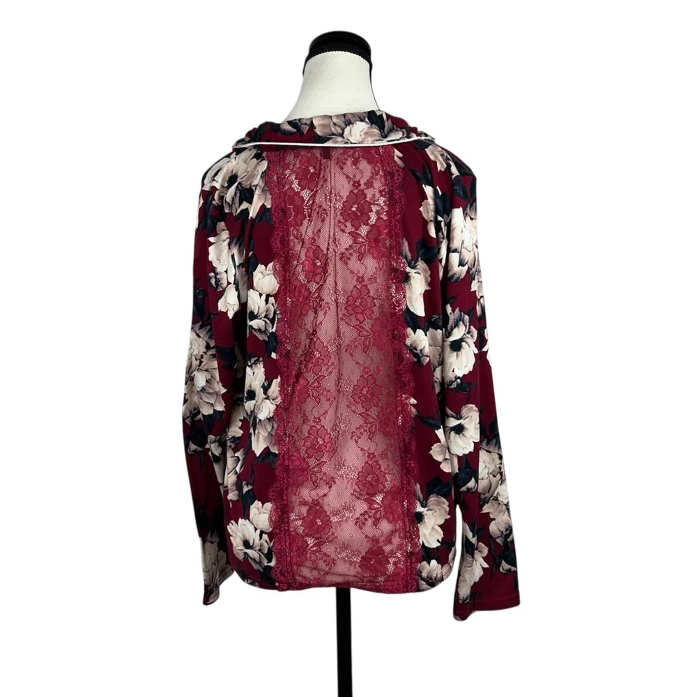 BCBGMAXAZRIA Pajama Set 2 Piece Womens M Red Floral - Picture 5 of 16